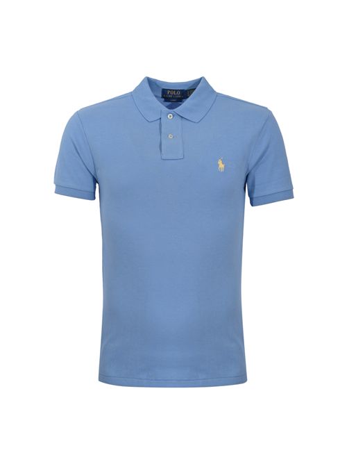 Polo due bottoni in cotone con logo Blue POLO RALPH LAUREN | 710536856484
